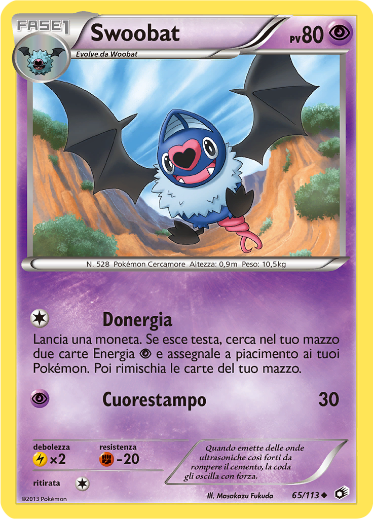 Swoobat 65/113 — Tesori Legendari (Italian Pokémon TCG card)
