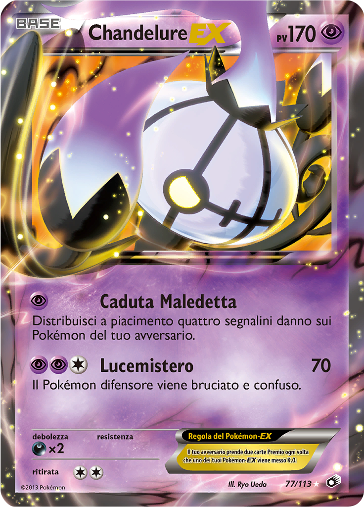 Chandelure EX 77/113 — Tesori Legendari (Italian Pokémon TCG card)