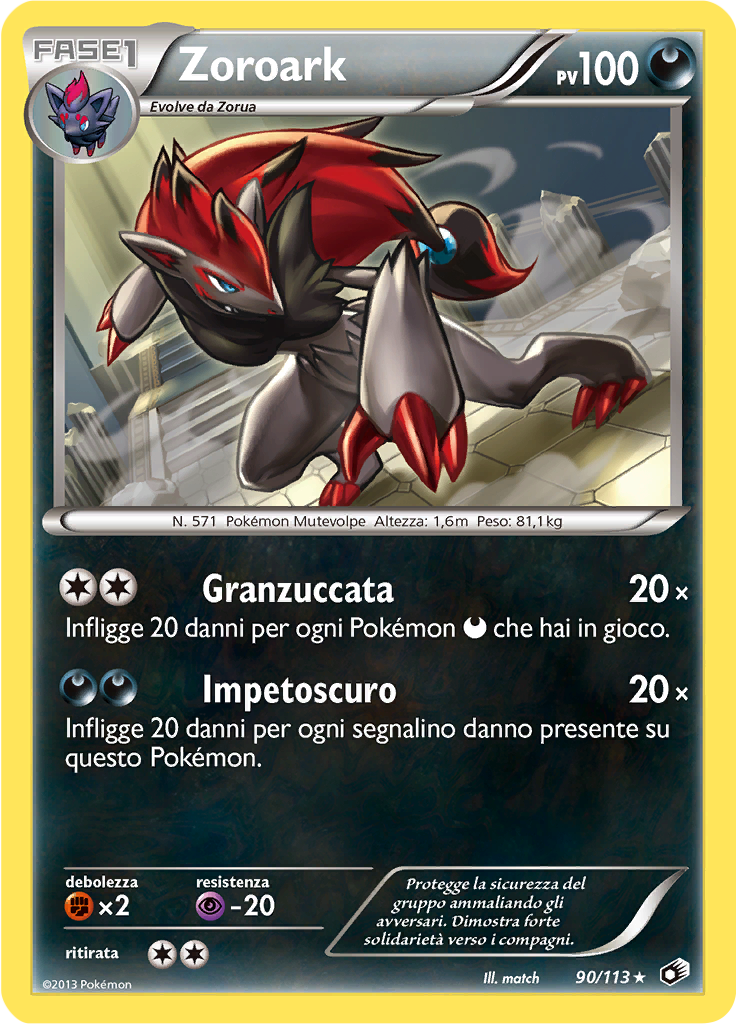 Zoroark 90/113 — Tesori Legendari (Italian Pokémon TCG card)