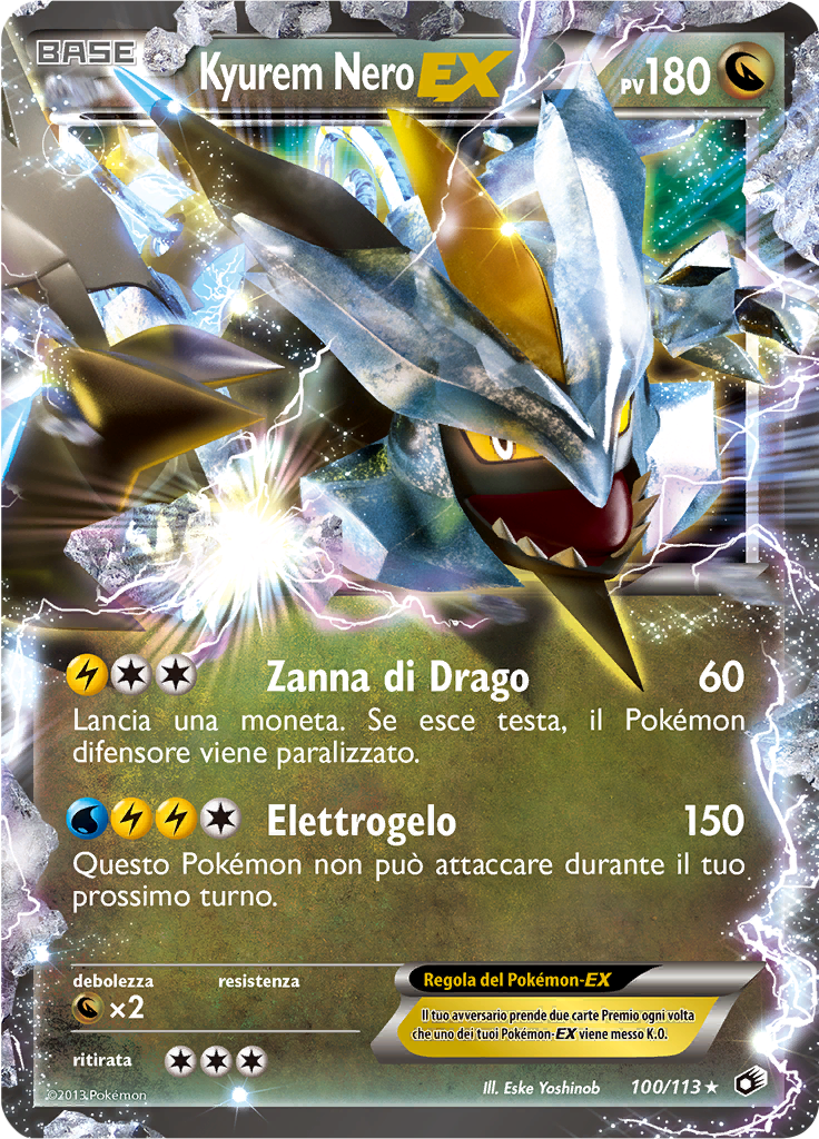 Kyurem Nero-EX 100/113 — Tesori Legendari (Italian Pokémon TCG card)