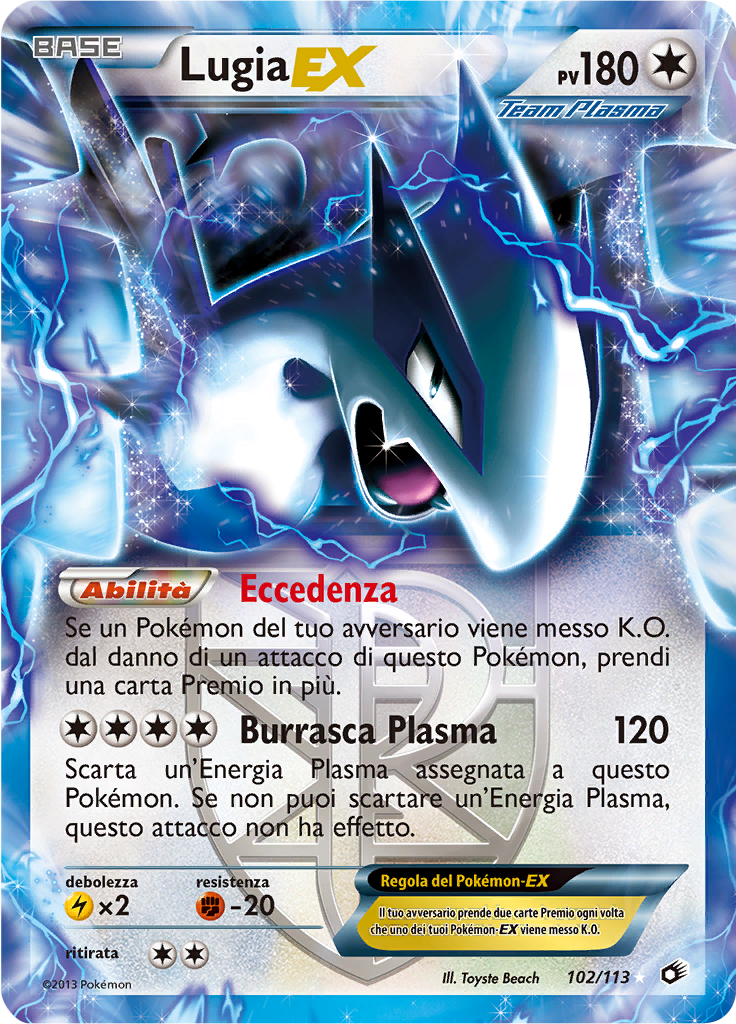 Lugia EX 102/113 — Tesori Legendari (Italian Pokémon TCG card)
