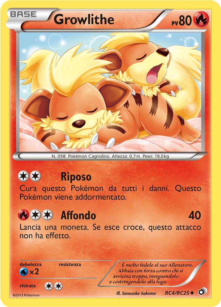 Growlithe RC4/RC25 — Tesori Legendari (Italian Pokémon TCG card)