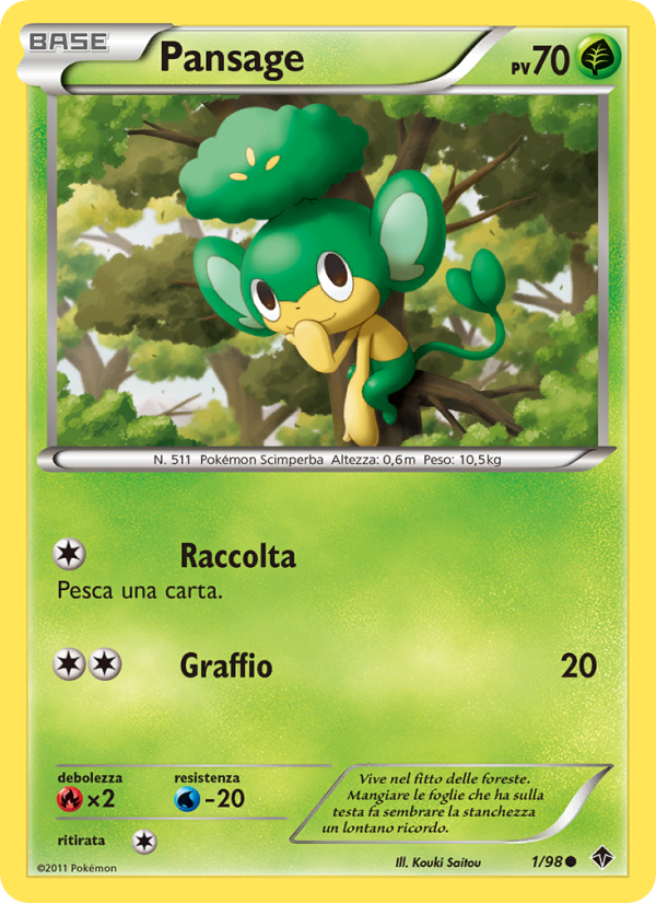 Pansage 001/98 — Nuove Forze (Italian Pokémon TCG card)