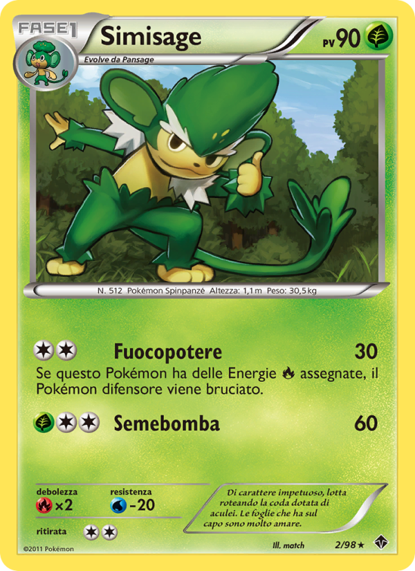 Simisage 002/98 — Nuove Forze (Italian Pokémon TCG card)