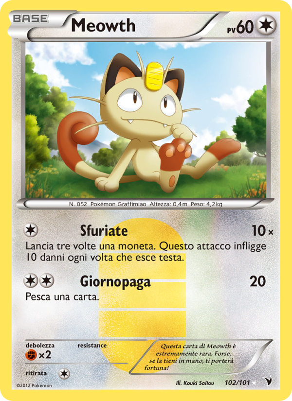 Meowth 102/102 — Vittorie Regali (Italian Pokémon TCG card)