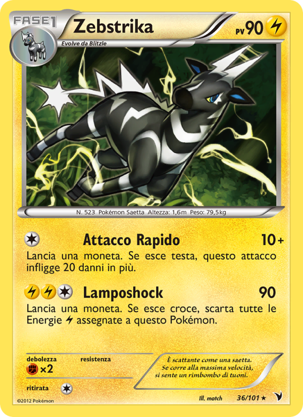 Zebstrika 036/102 — Vittorie Regali (Italian Pokémon TCG card)