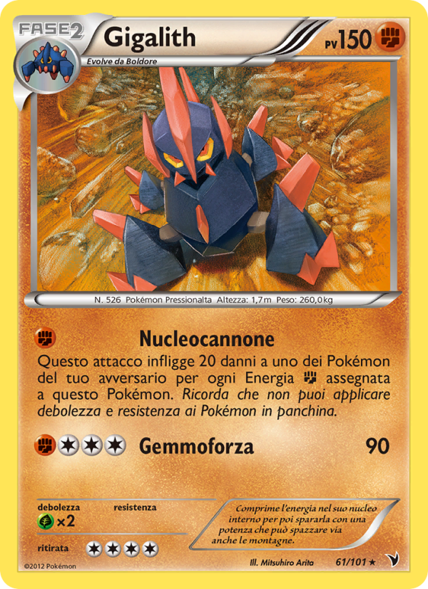 Gigalith 061/102 — Vittorie Regali (Italian Pokémon TCG card)