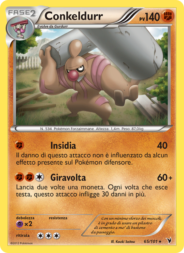 Conkeldurr 065/102 — Vittorie Regali (Italian Pokémon TCG card)