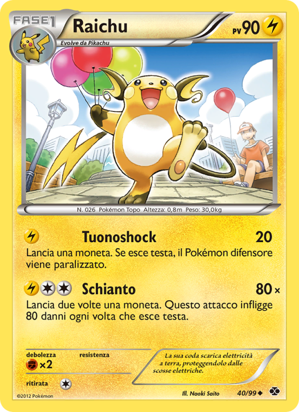 Raichu 040/103 — Destini Futuri (Italian Pokémon TCG card)