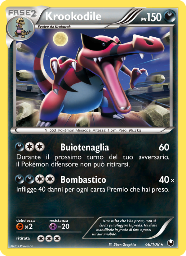 Krookodile 066/111 — Esploratori delle Tenebre (Italian Pokémon TCG card)