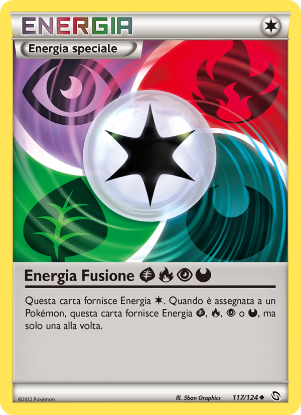 Energia Fusione GrassFirePsychicDarkness 117/128 — Stirpe dei Draghi (Italian Pokémon TCG card)
