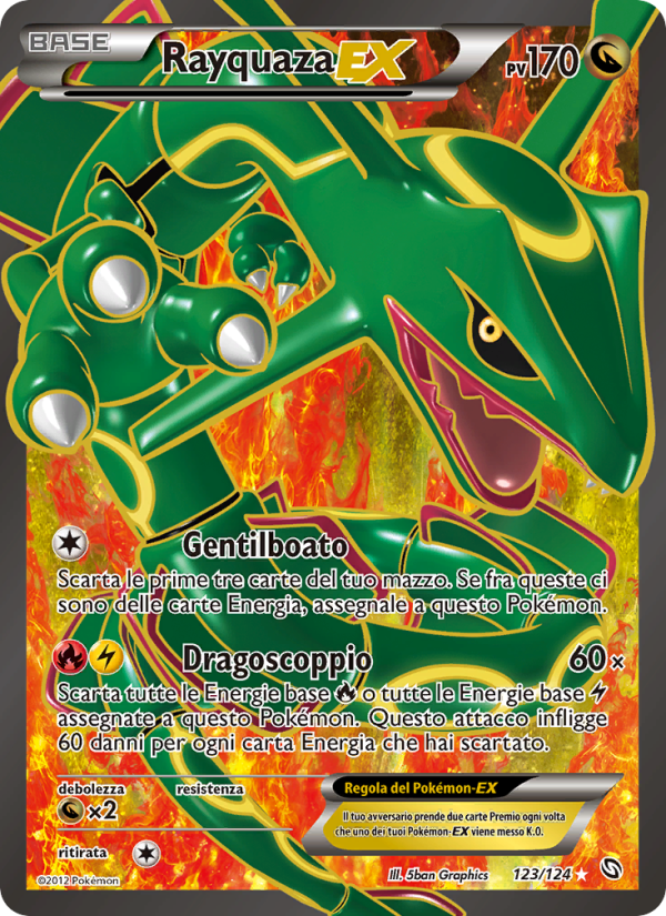 Rayquaza-EX 123/128 — Stirpe dei Draghi (Italian Pokémon TCG card)