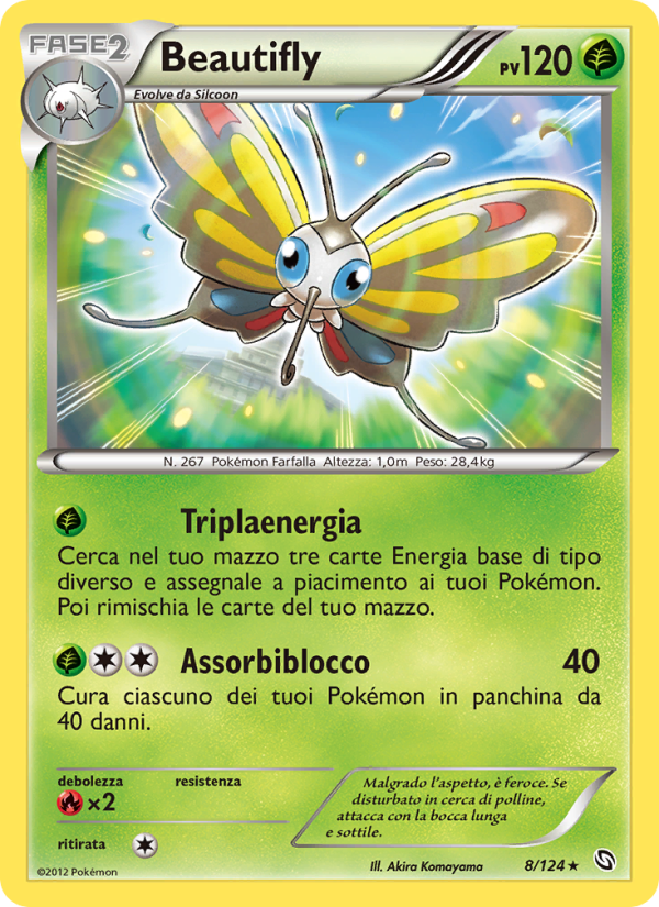 Beautifly 008/128 — Stirpe dei Draghi (Italian Pokémon TCG card)