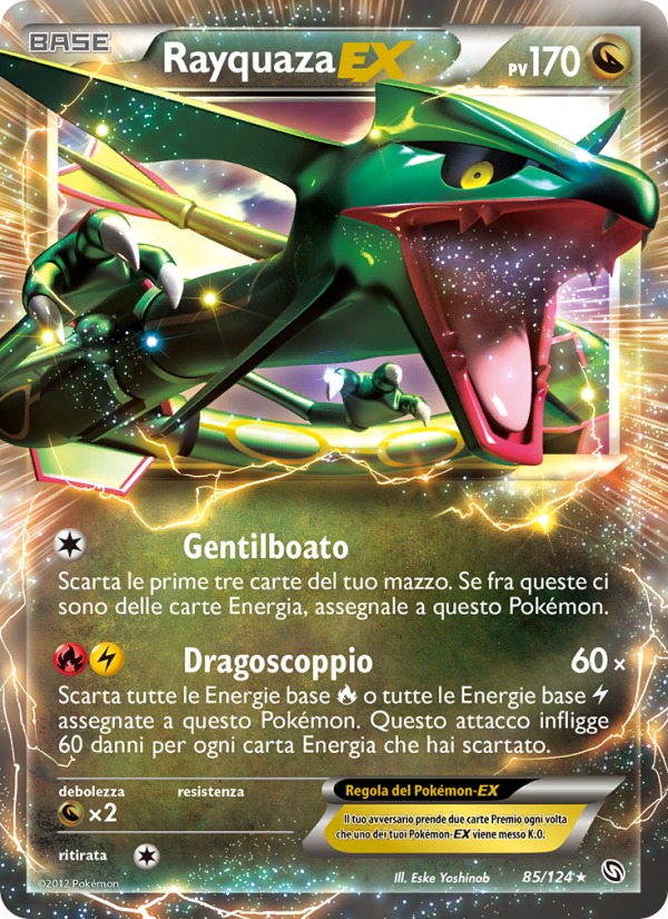 Rayquaza-EX 085/128 — Dragons Exalted (Italian Pokémon TCG card)