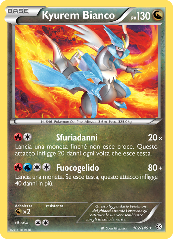 Kyurem Bianco 102/153 — Confini Varcati (Italian Pokémon TCG card)