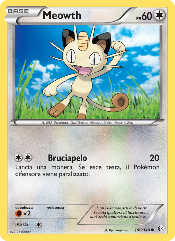 Meowth 106/153 — Confini Varcati (Italian Pokémon TCG card)