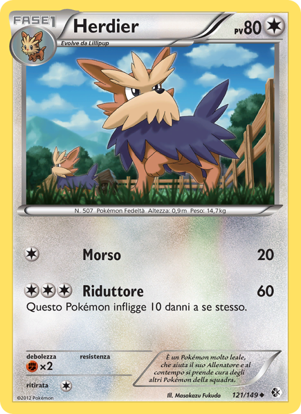 Herdier 121/153 — Confini Varcati (Italian Pokémon TCG card)