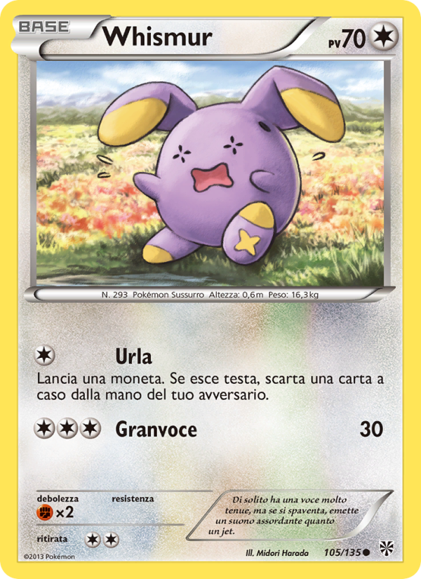Whismur 105/138 — Uragano Plasma (Italian Pokémon TCG card)