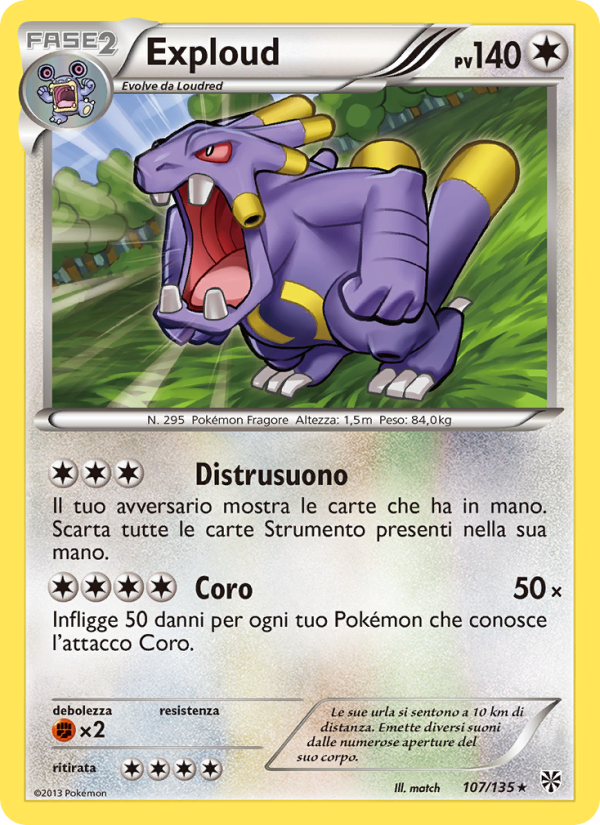 Exploud 107/138 — Uragano Plasma (Italian Pokémon TCG card)