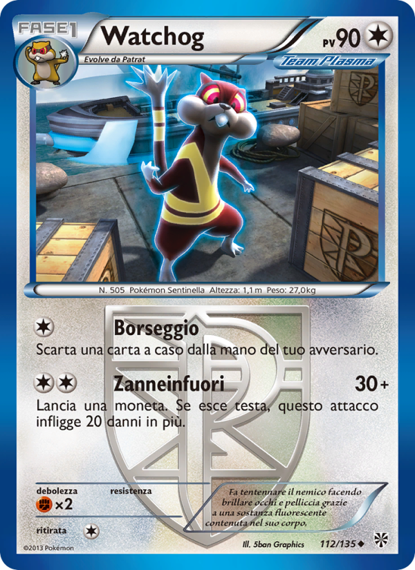 Watchog 112/138 — Uragano Plasma (Italian Pokémon TCG card)