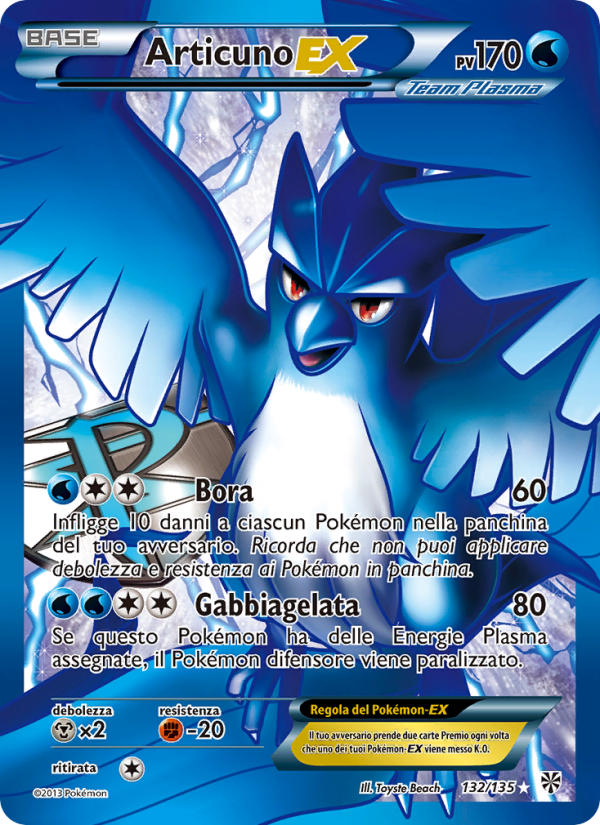 Articuno-EX 132/138 — Uragano Plasma (Italian Pokémon TCG card)
