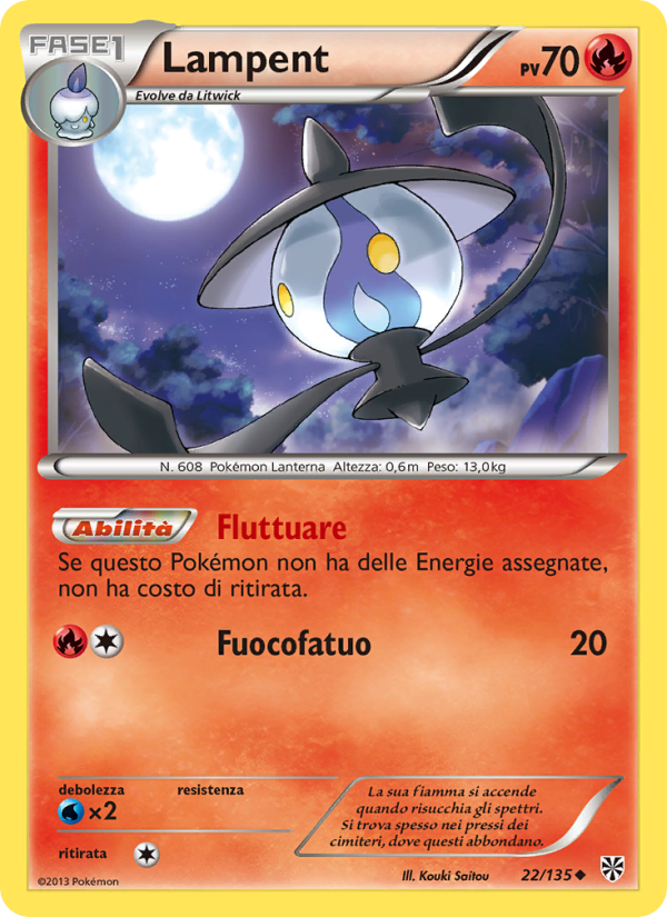 Lampent 022/138 — Uragano Plasma (Italian Pokémon TCG card)