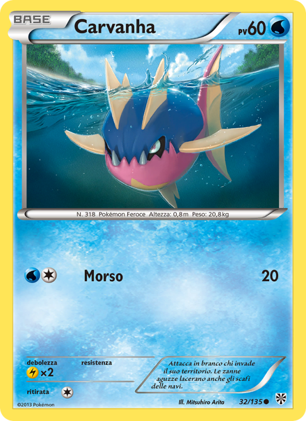 Carvanha 032/138 — Uragano Plasma (Italian Pokémon TCG card)