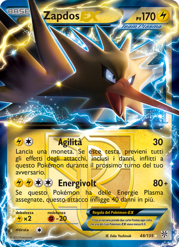 Zapdos-EX 048/138 — Uragano Plasma (Italian Pokémon TCG card)