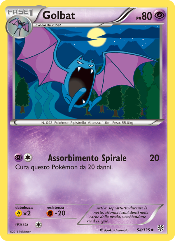 Golbat 054/138 — Uragano Plasma (Italian Pokémon TCG card)