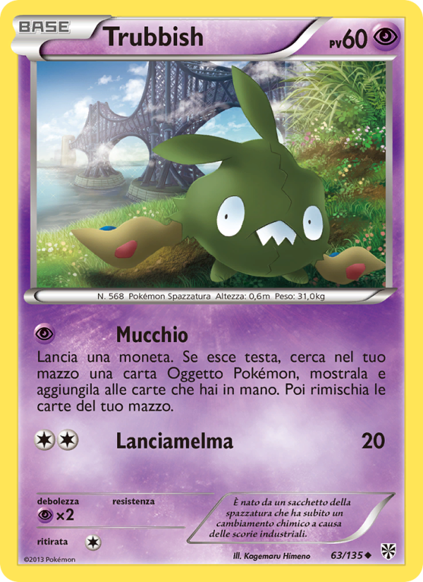Trubbish 063/138 — Uragano Plasma (Italian Pokémon TCG card)