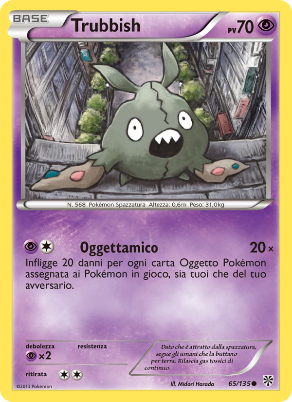 Trubbish 065/138 — Uragano Plasma (Italian Pokémon TCG card)