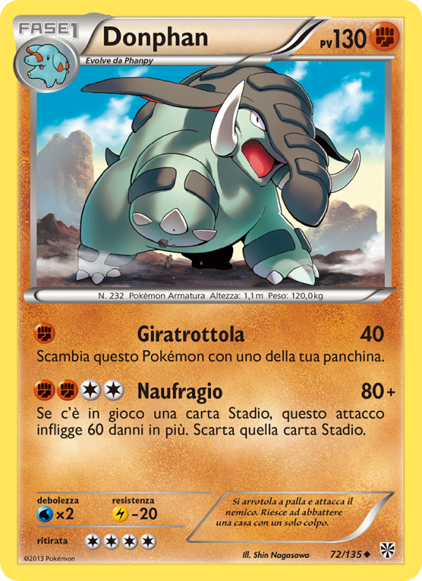 Donphan 072/138 — Uragano Plasma (Italian Pokémon TCG card)