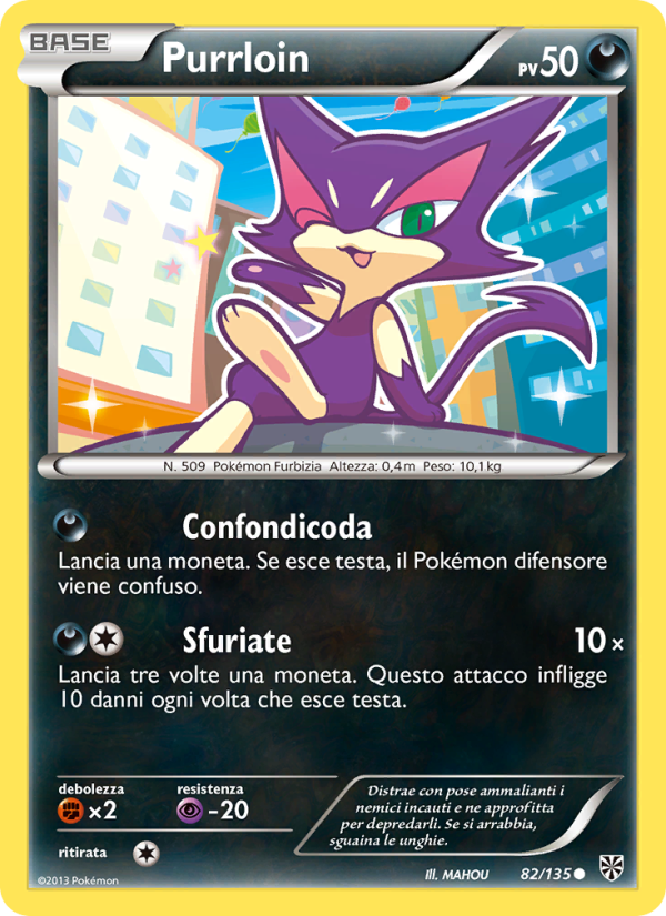 Purrloin 082/138 — Uragano Plasma (Italian Pokémon TCG card)