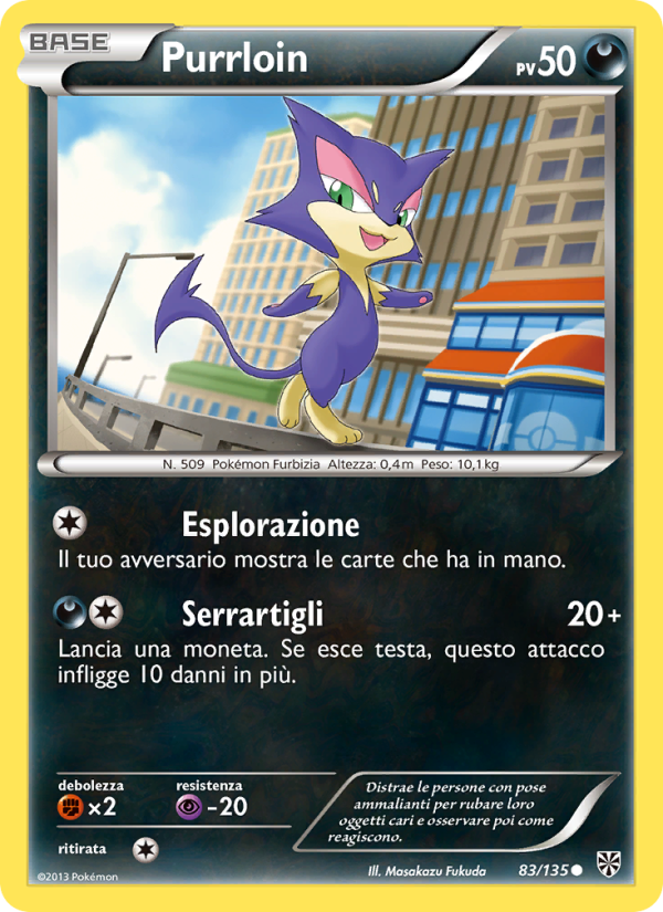 Purrloin 083/138 — Uragano Plasma (Italian Pokémon TCG card)
