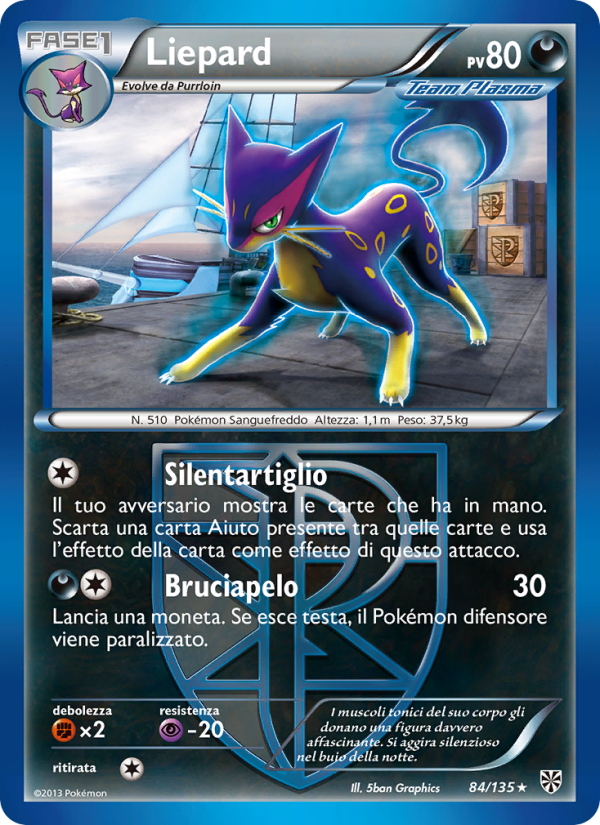 Liepard 084/138 — Uragano Plasma (Italian Pokémon TCG card)