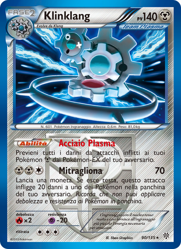 Klinklang 090/138 — Uragano Plasma (Italian Pokémon TCG card)