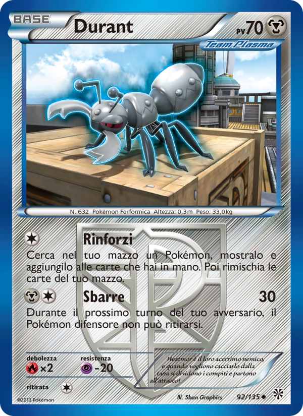 Durant 092/138 — Uragano Plasma (Italian Pokémon TCG card)