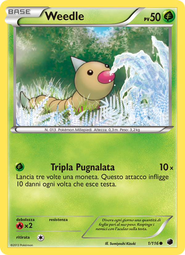 Weedle 001/122 — Glaciazione Plasma (Italian Pokémon TCG card)