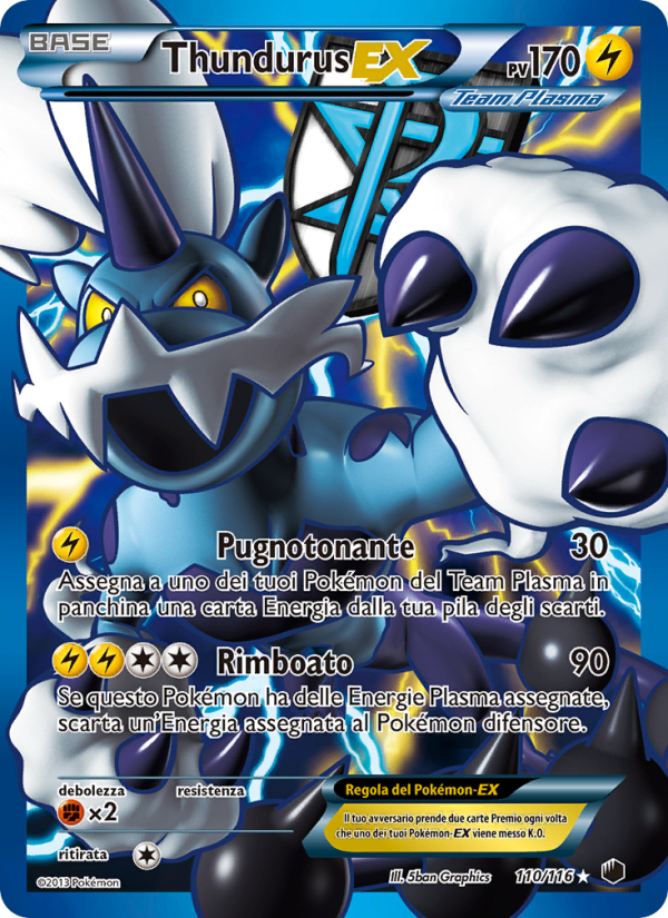Thundurus-EX 110/122 — Glaciazione Plasma (Italian Pokémon TCG card)