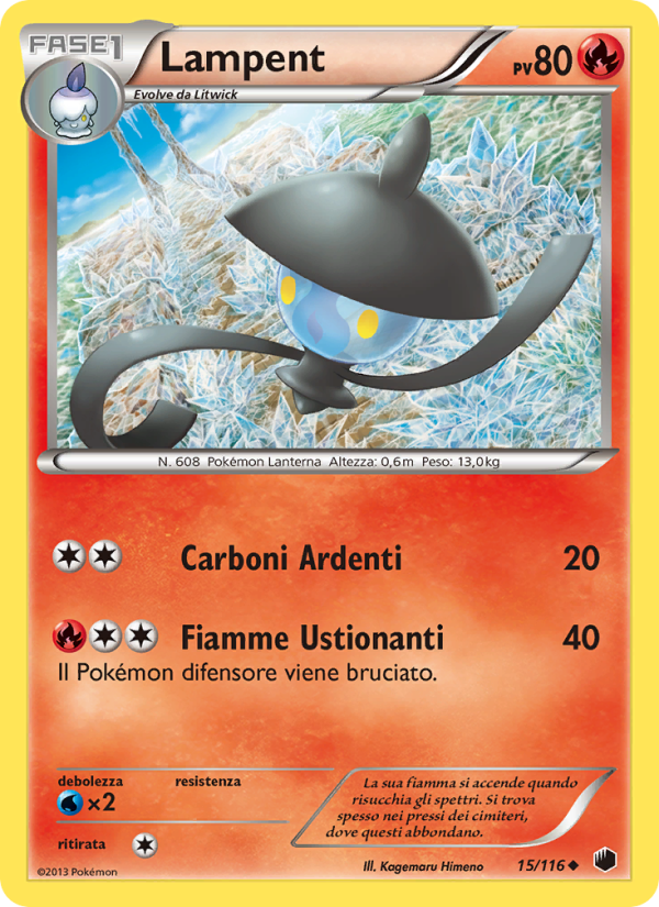 Lampent 015/122 — Glaciazione Plasma (Italian Pokémon TCG card)
