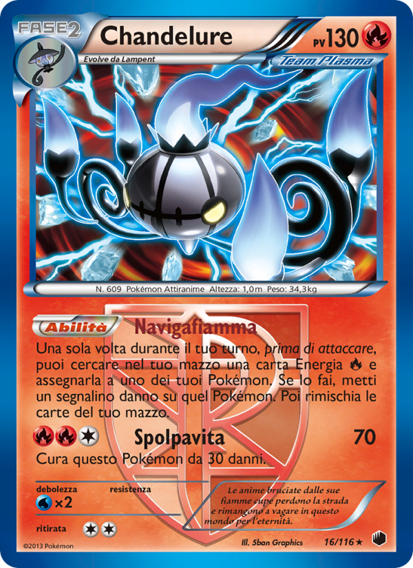 Chandelure 016/122 — Plasma Freeze (Italian Pokémon TCG card)