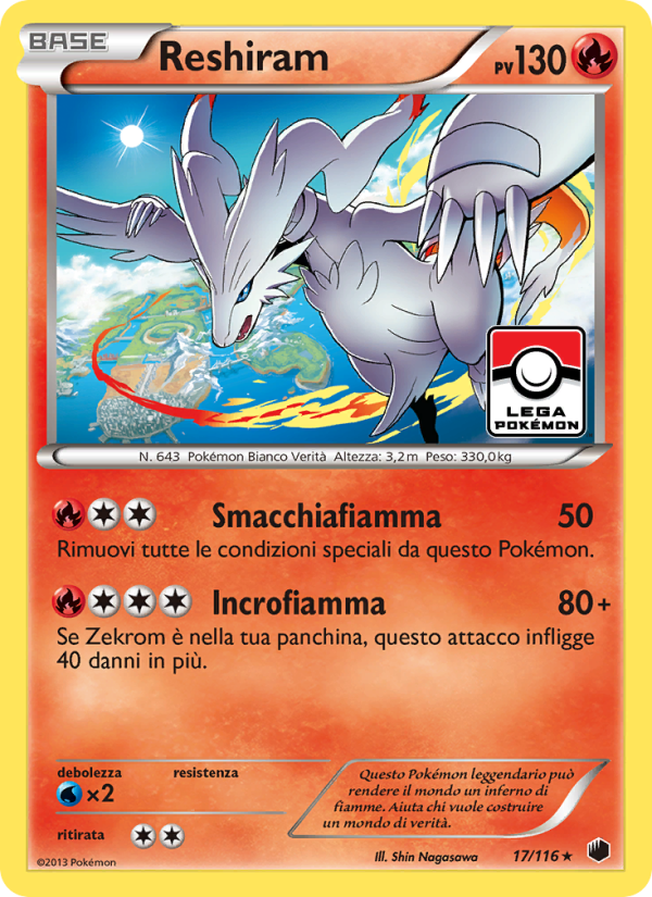Reshiram 017/122 — Plasma Freeze (Italian Pokémon TCG card)