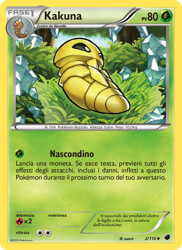 Kakuna 002/122 — Glaciazione Plasma (Italian Pokémon TCG card)