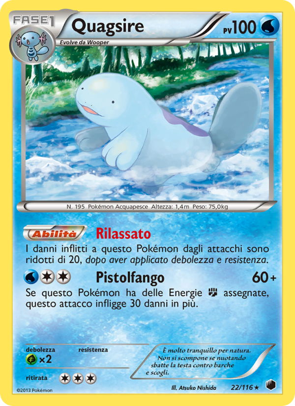 Quagsire 022/122 — Glaciazione Plasma (Italian Pokémon TCG card)