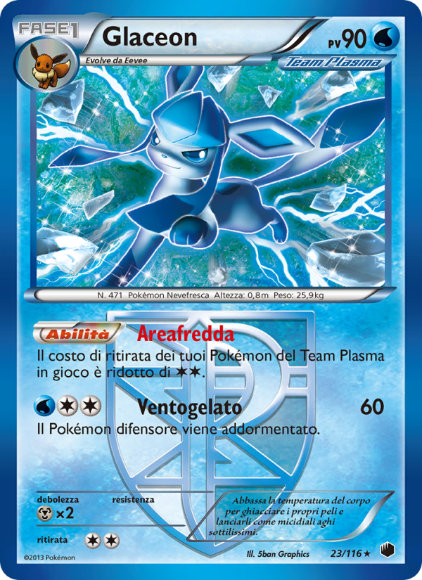 Glaceon 023/122 — Glaciazione Plasma (Italian Pokémon TCG card)