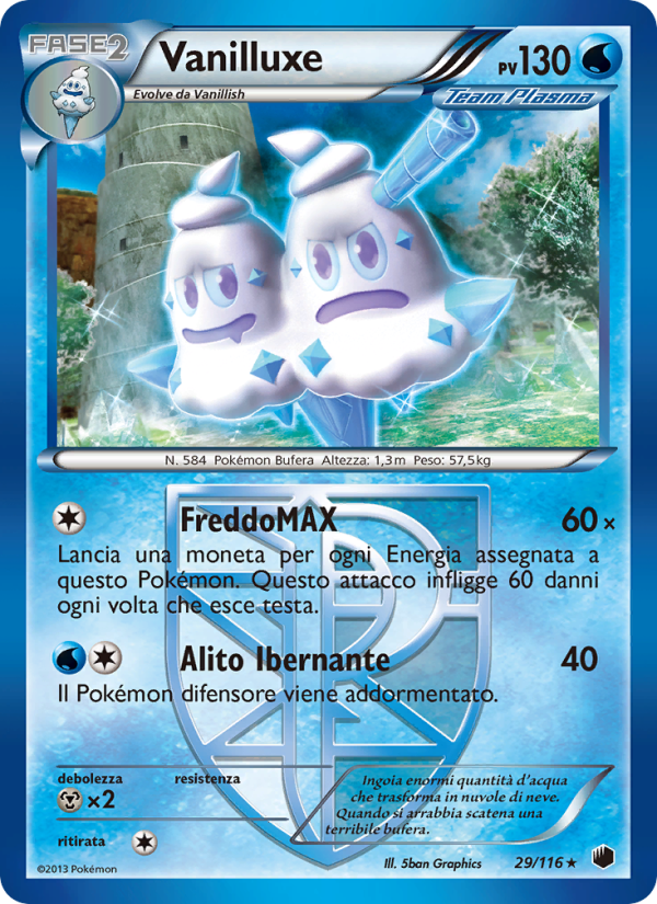 Vanilluxe 029/122 — Glaciazione Plasma (Italian Pokémon TCG card)