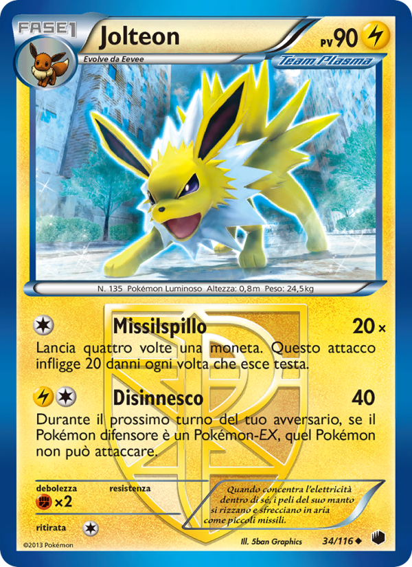 Jolteon 034/122 — Glaciazione Plasma (Italian Pokémon TCG card)