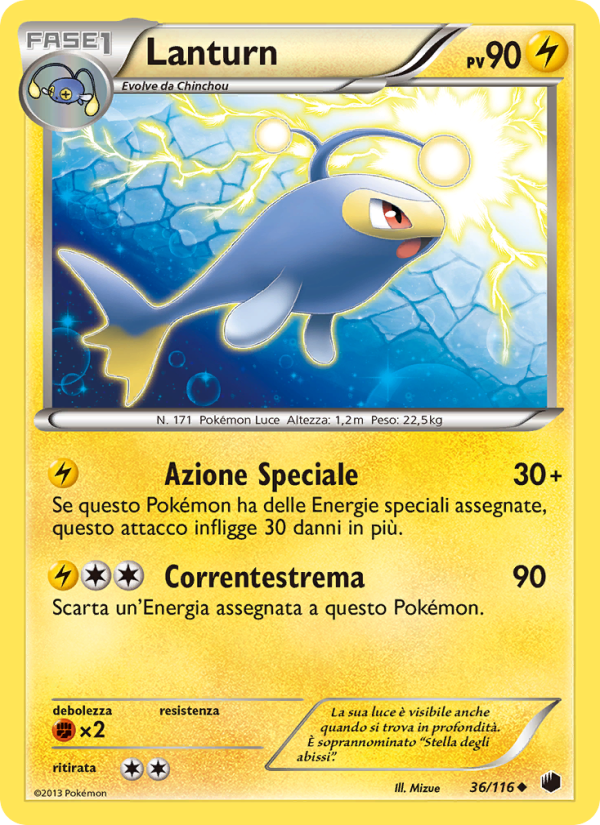 Lanturn 036/122 — Glaciazione Plasma (Italian Pokémon TCG card)