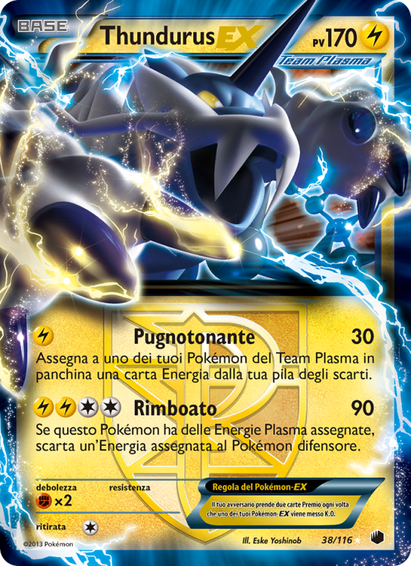 Thundurus-EX 038/122 — Glaciazione Plasma (Italian Pokémon TCG card)