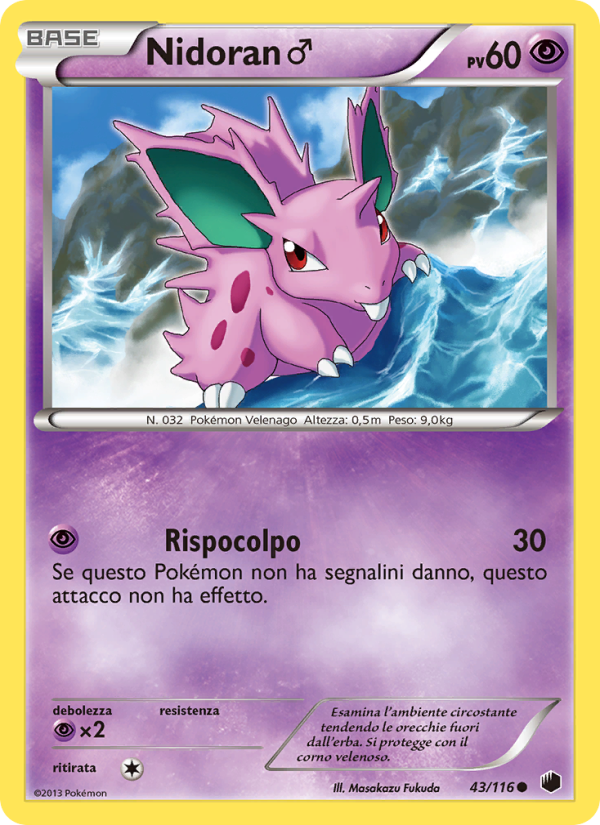 Nidoran♂ 043/122 — Glaciazione Plasma (Italian Pokémon TCG card)